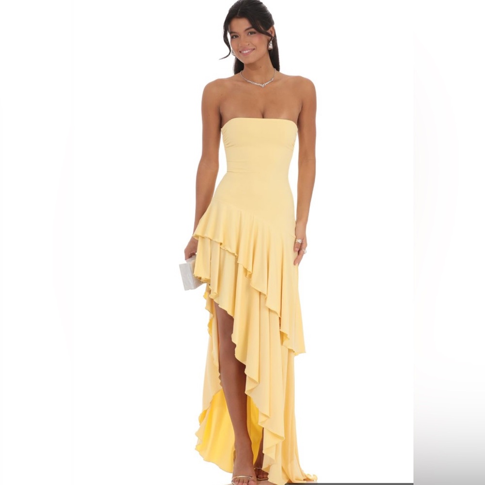 Elegant Yellow Strapless Dress